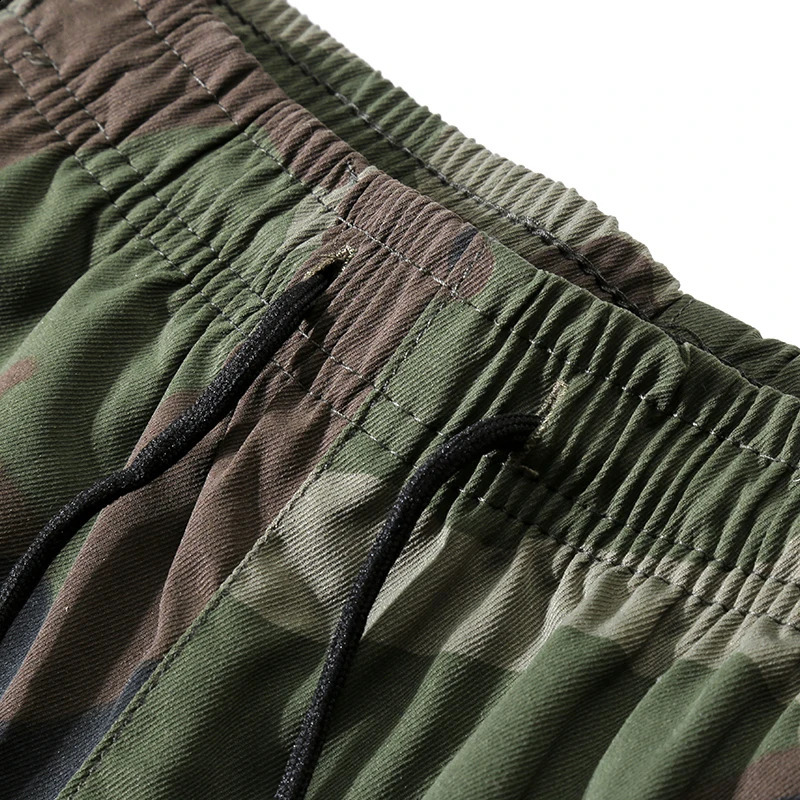 Spring and summer mens work pants camouflage pocket elastic waist large weight loss closed sports 250319