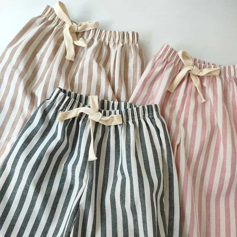 Spring and summer pants vertical stripes breathable and loose fit mens and womens casual pantsT250318