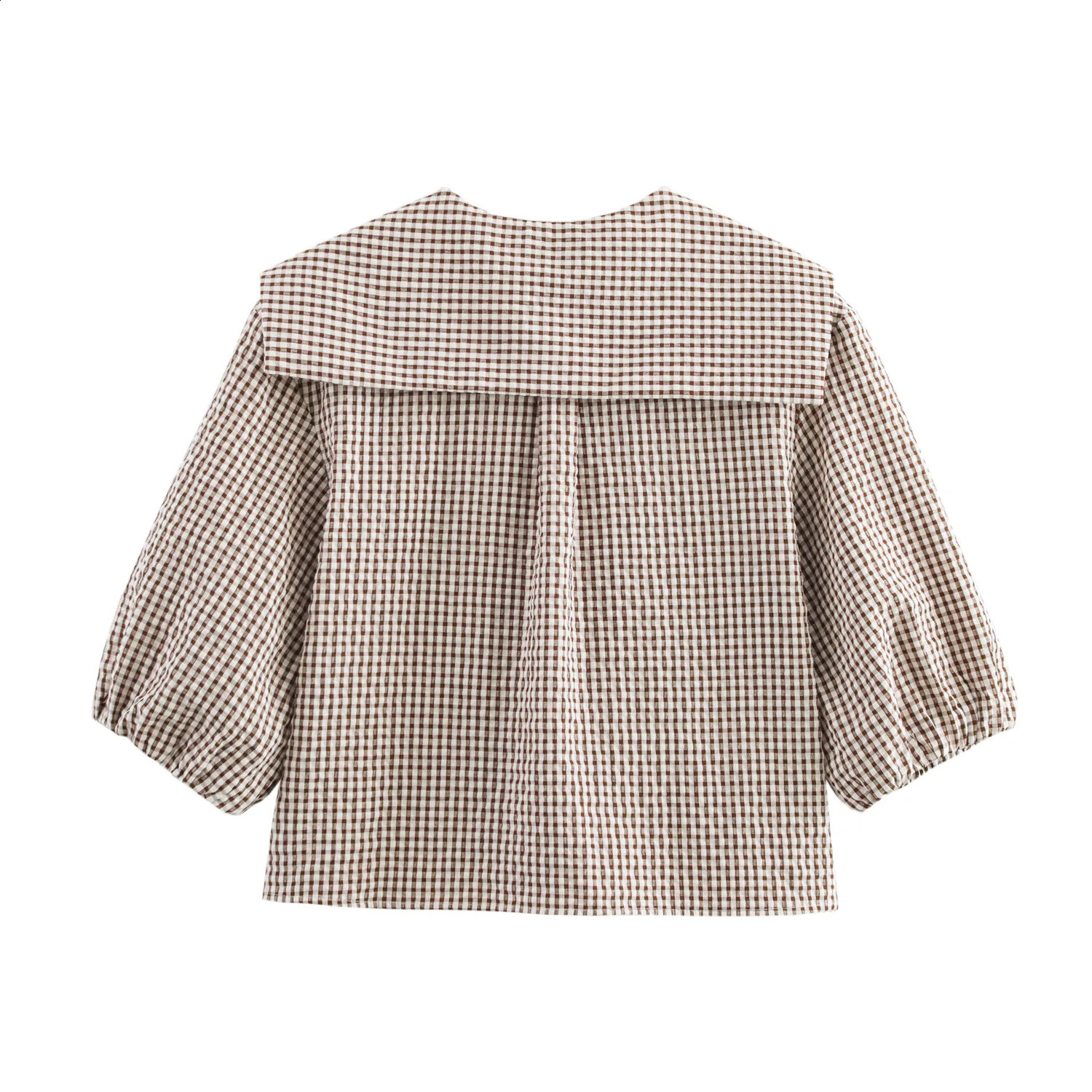 Womens Plaid Lace Up Shirts Blouses Fashion Turn Down Neck Blouse Top Women Casual Cute Sweet Long Sleeve Clothes 250319
