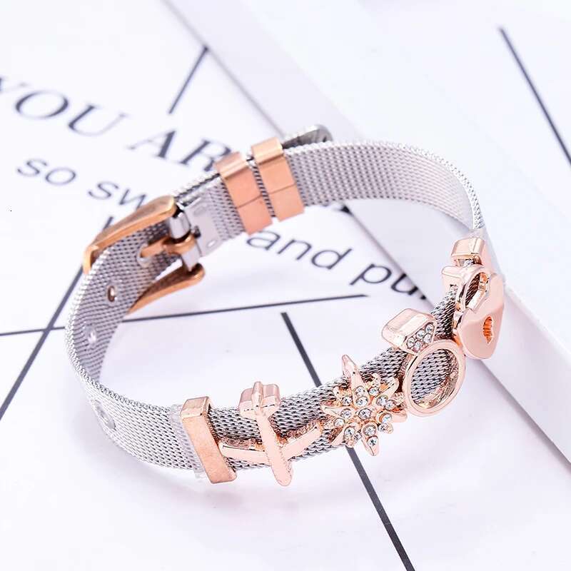 2024 Hot Sale Stainless Steel Mesh Bracelets Set Love Heart Charm Brand Bracelet Bangle For Woman Men Jewelry Gift