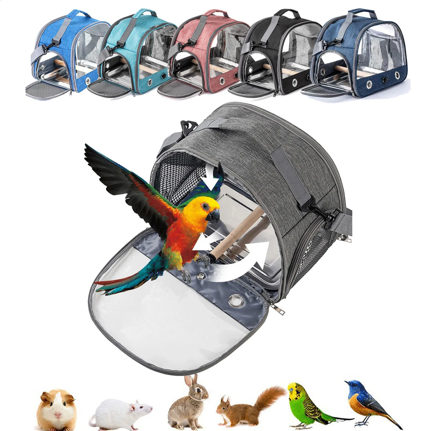 Bird travel vehicle with Perch bracket breathable bird transport cage parrot 250318