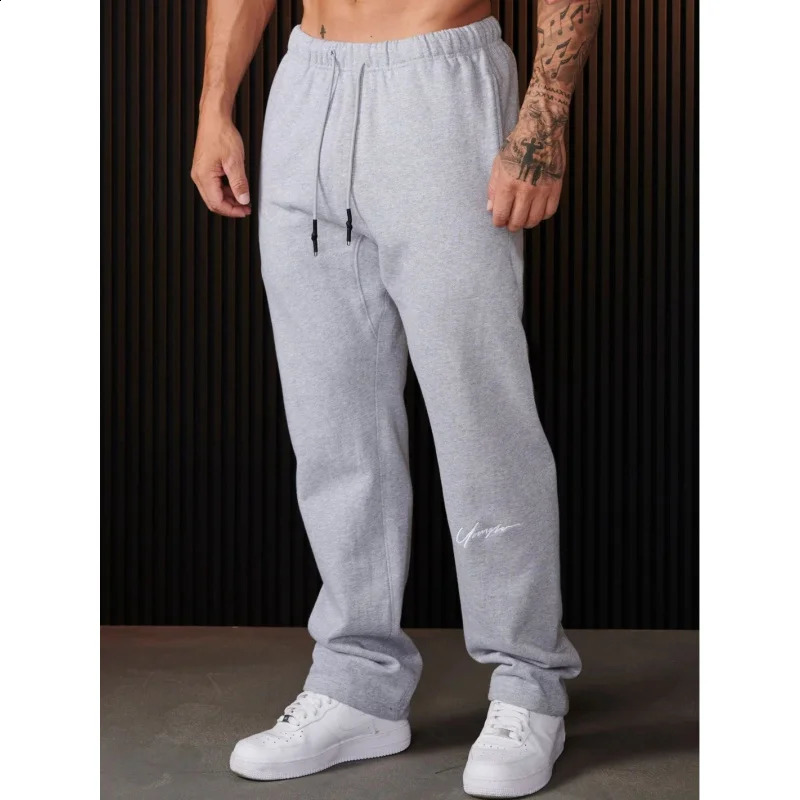 2025 Spring and Autumn Mens Sports Pants Heavy Terry Cloth Embroidered Long Jogger Fitness Straight Sweatpants 250311