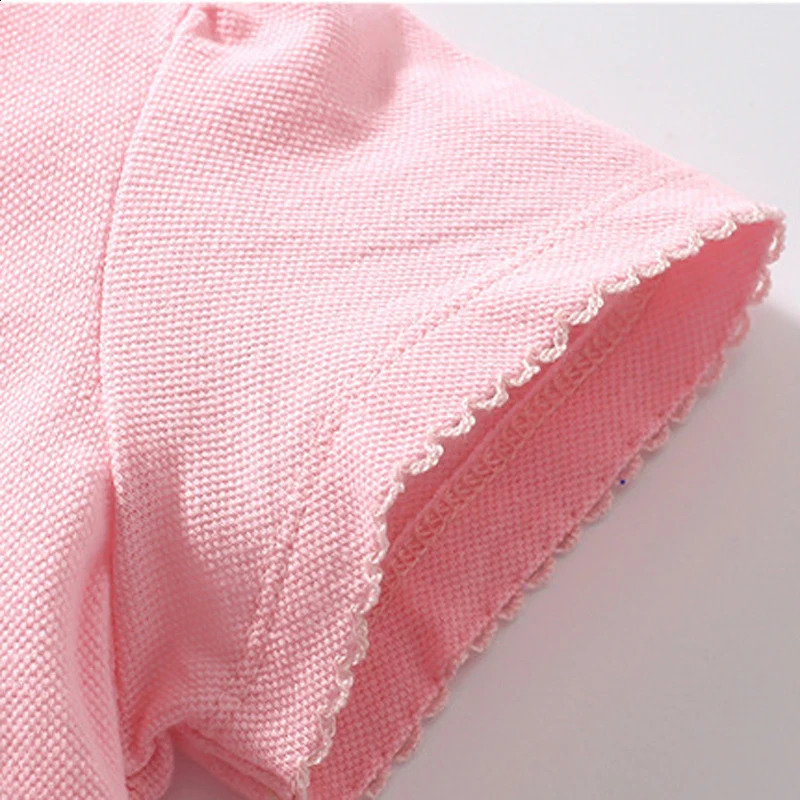 Little maven Girls Polo Shirts Summer Girls Shorts Sleeve Shirts Solid Pink Colors Childrens t-shirts for Girls Clothes 250319