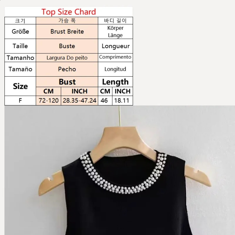 Korean elegant and chic office womens sleeveless Oneck bead knitted vest basic matching pearl 250319