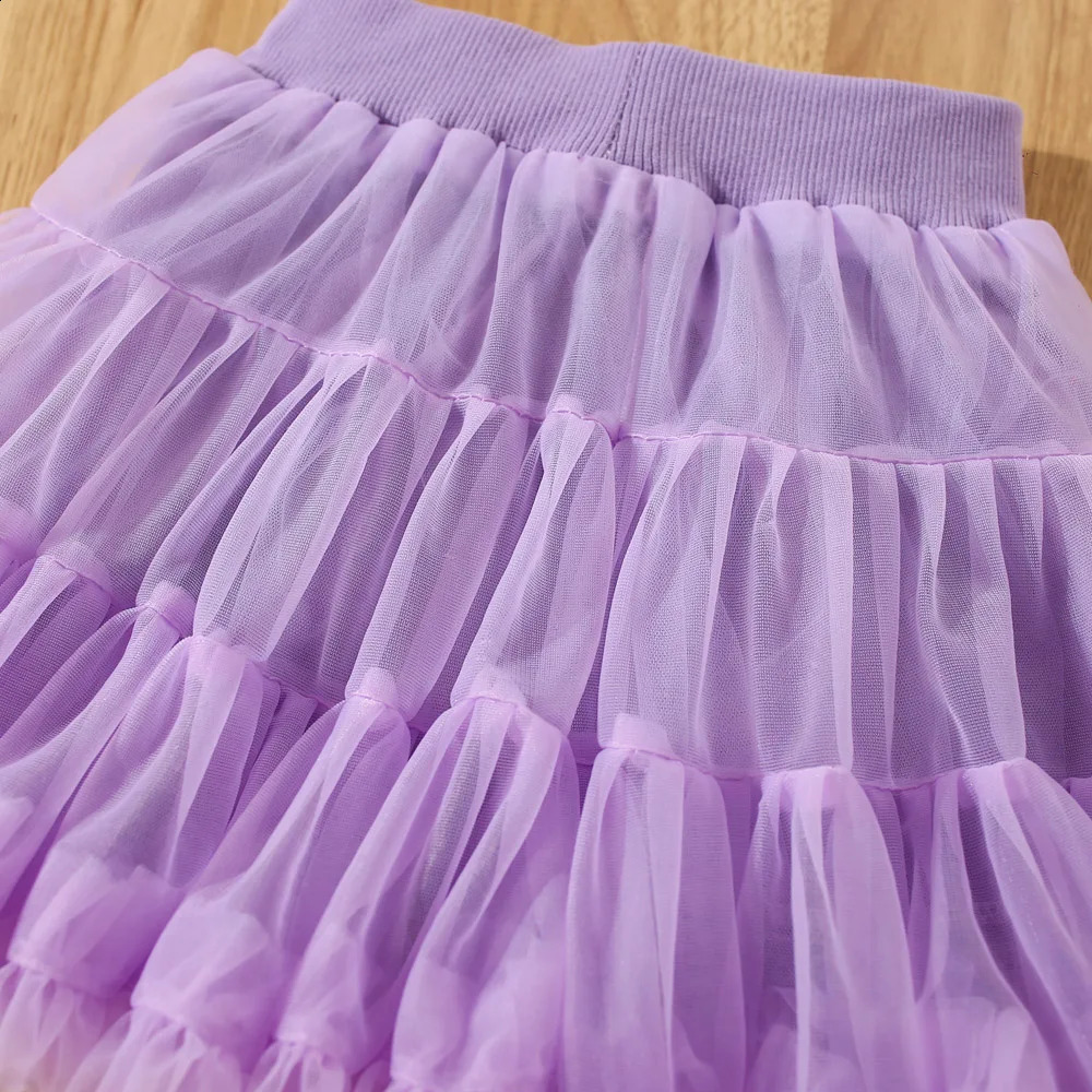 Summer girls baby skirt mesh pommel skirt pleated solid color sweet princess skirt all skirt pro-appropriation beach wind 250319
