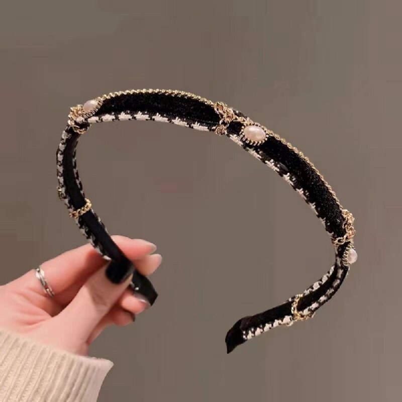 Fabric French Chic Simulated Pearl Chain Headband for Party & Everyday Use