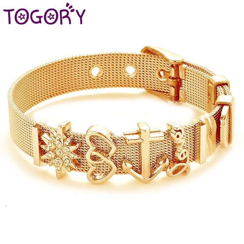 Fashion Stainless Steel For Woman Men Bracelet Mesh Bracelet Set Crystal Heart Anchor Charm Fine Bracelet Bangle Female Lover