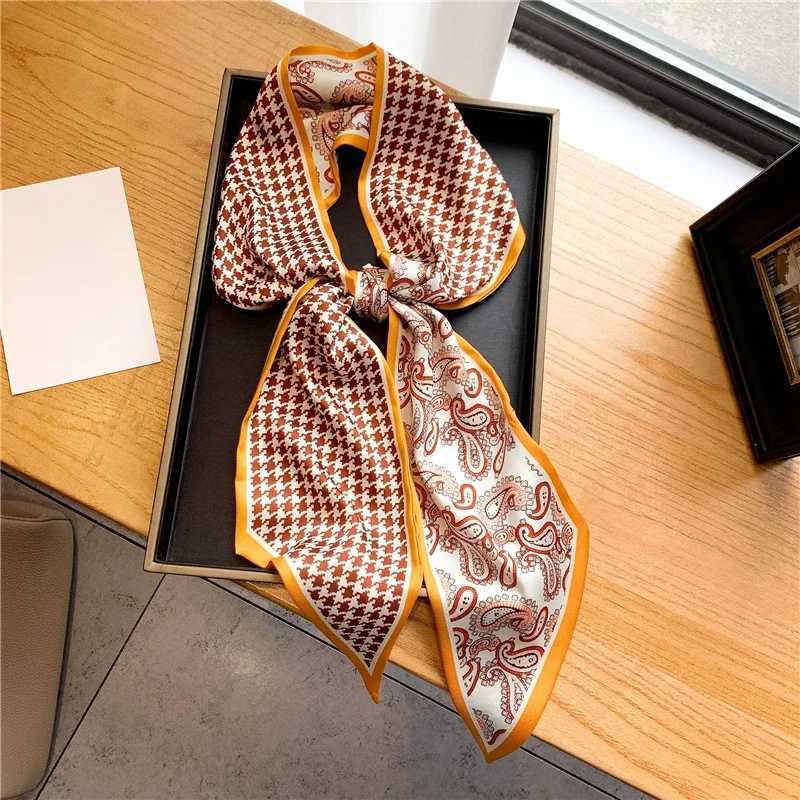 Luxury long filament scarf Fem horse print thin narrow scarf bag headband scarf X2503191
