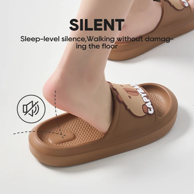 Parent- Cartoon Slippers Summer Non-Slip Flip Flops Cute Capybara s Adults Home Beach Shoes 250318