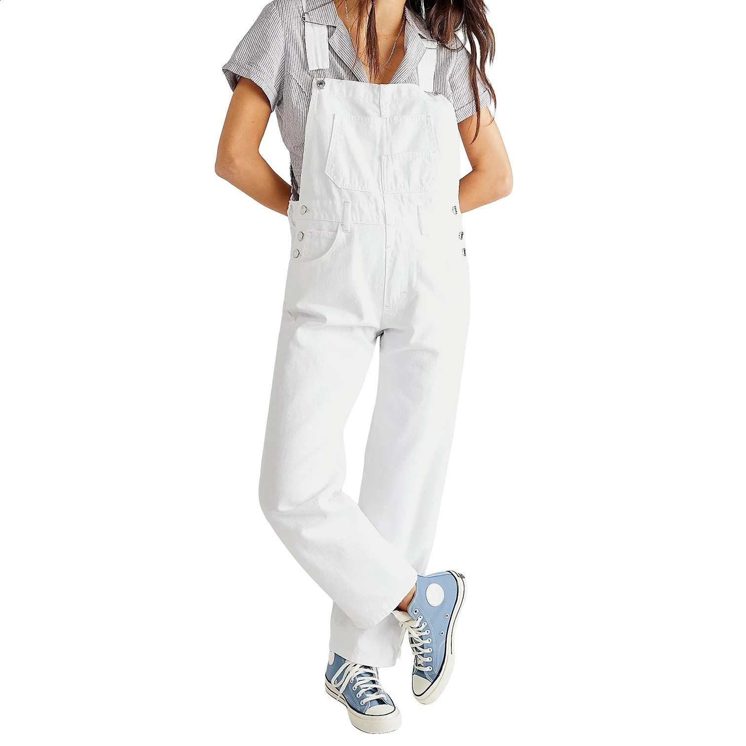 Blue Denim Overalls Jumpsuit Rompers Women Belted Hole Hollow Out E-girl Casual Work Pants Y2k Jeans Long Pants Streetwear 250319