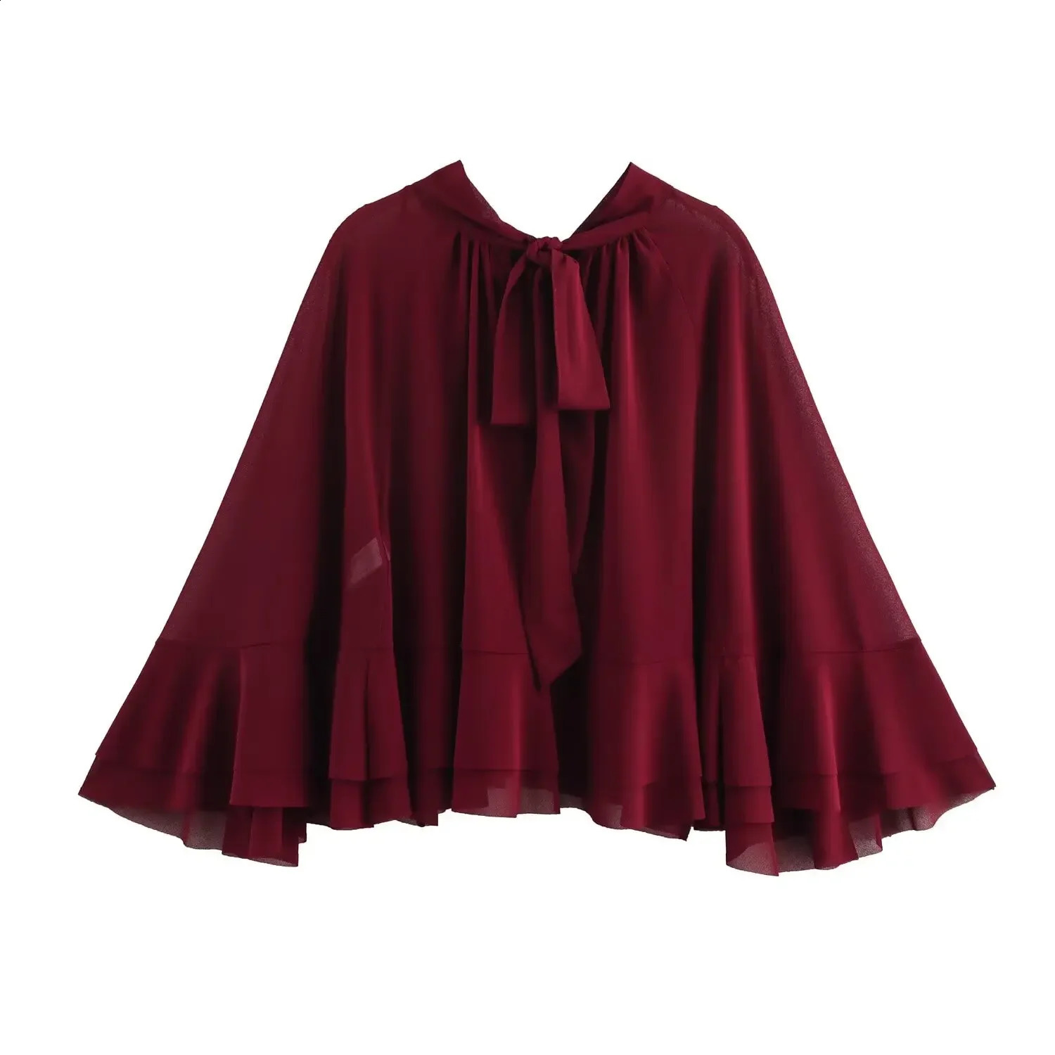 TRAFSHE temperature womens shirt edge decoration stand collar top pleated fold elegant 3644152 250319