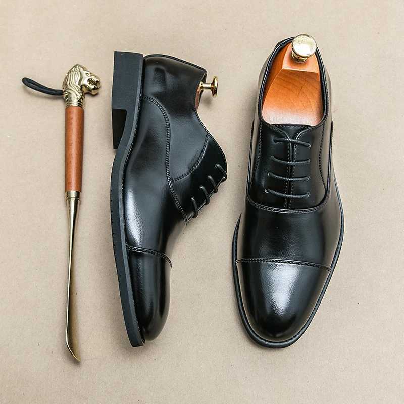New Men Dress Shoes Luxury Brand Business Leather Shoes for Mens Comfortable Pointed Social Shoe Male Black Casual Wedding ShoesXJ250319
