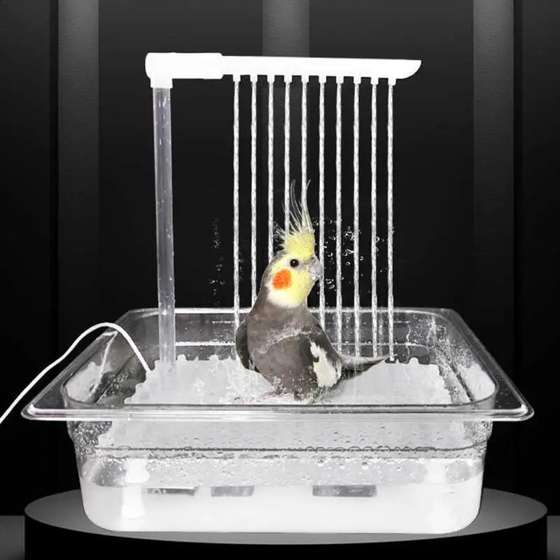 Bird bathtub shower box automatic parrot fountain multipurpose bird with multiple faucets for parachute cleaning 250318