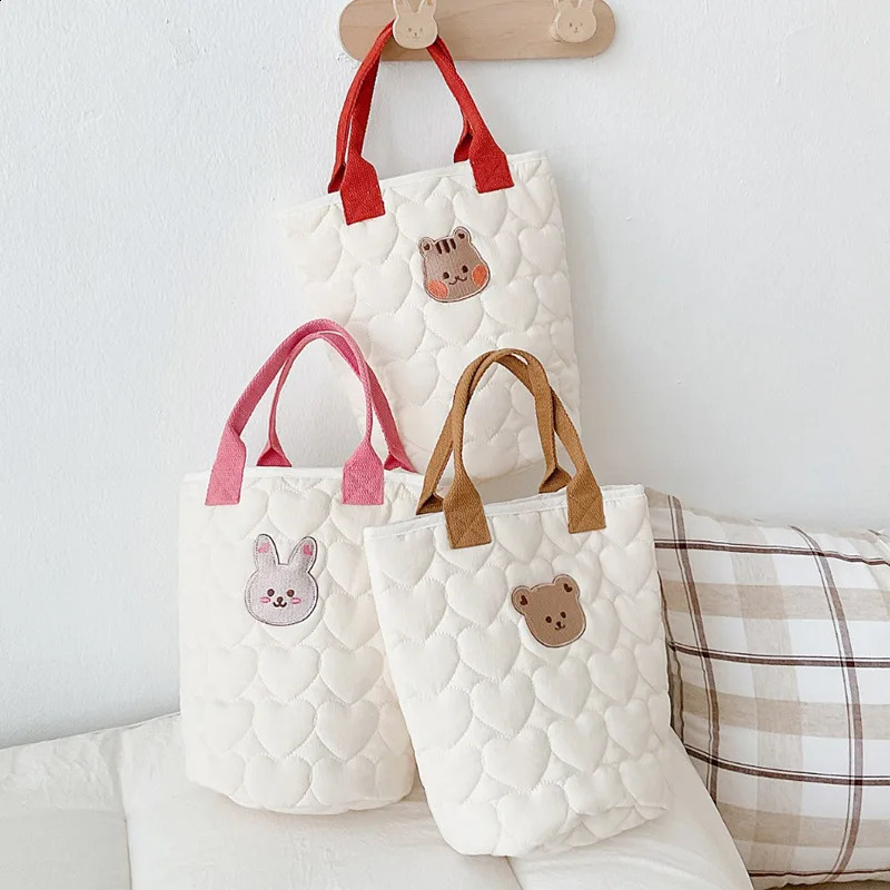 Bear Hanging Mommy Bag Quilted Stroller Bag Korean Style Portable Diaper Nappy Bag for Mom Maternity HandbagBaby Item Organizer 250319