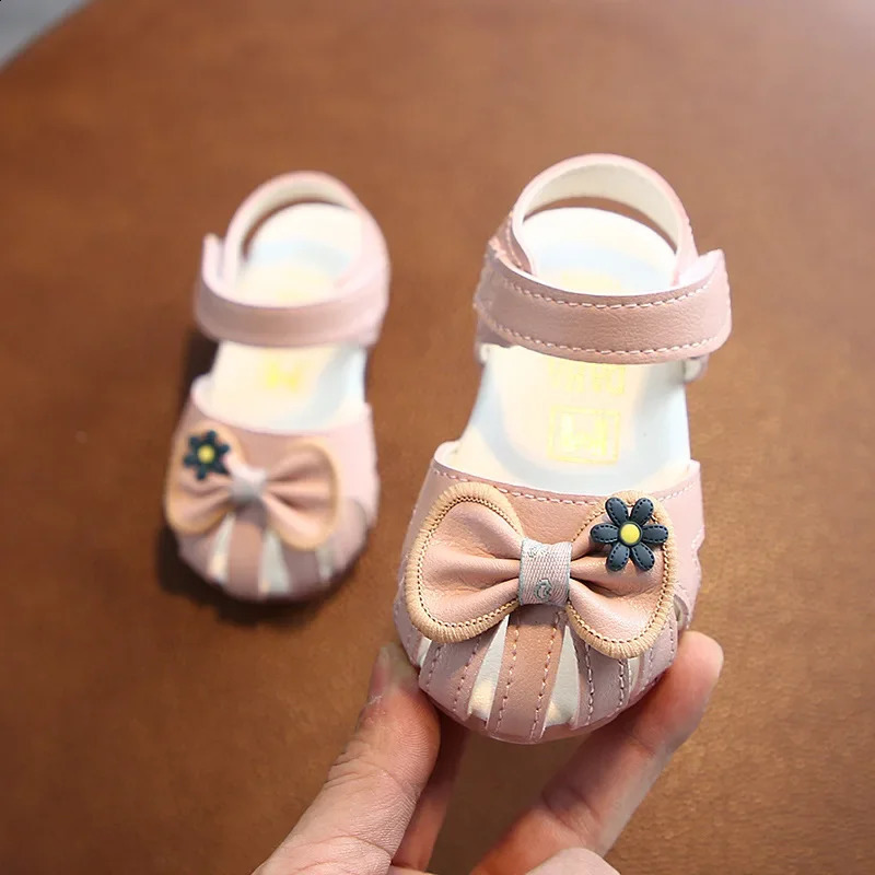 Kids Summer Sandals Todler Girl Shoes Bow Baby 03 Years Beige Pink 250304