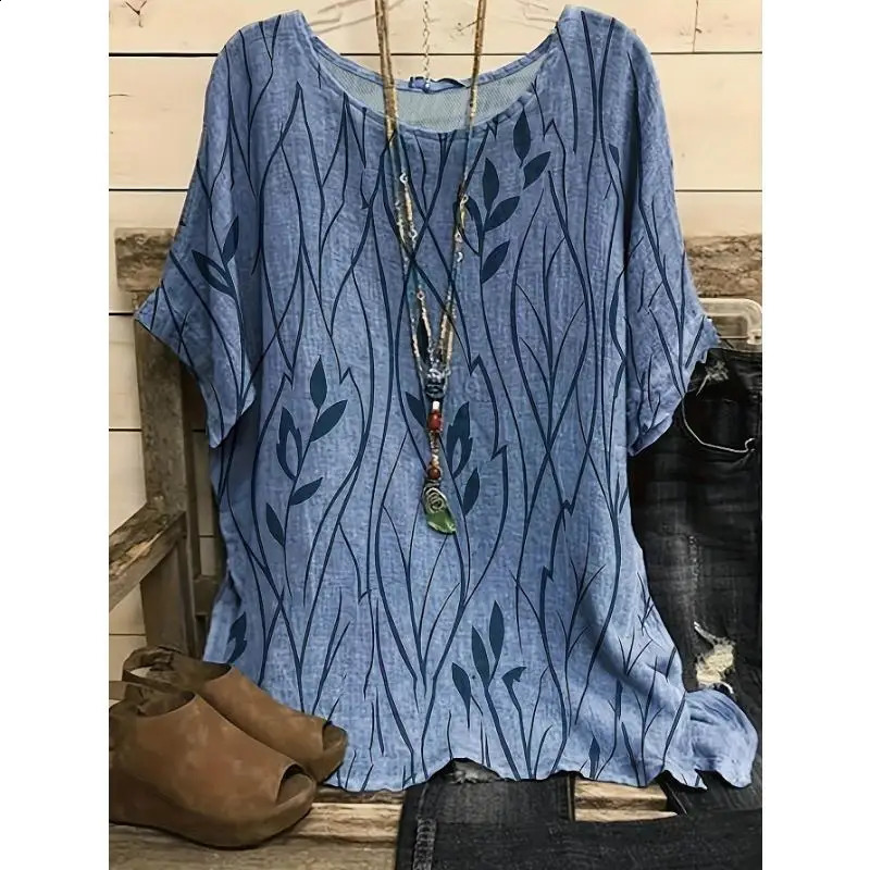 fashion selling plus size womens retro Tshirt shirt casual floral print short sleeved 250319