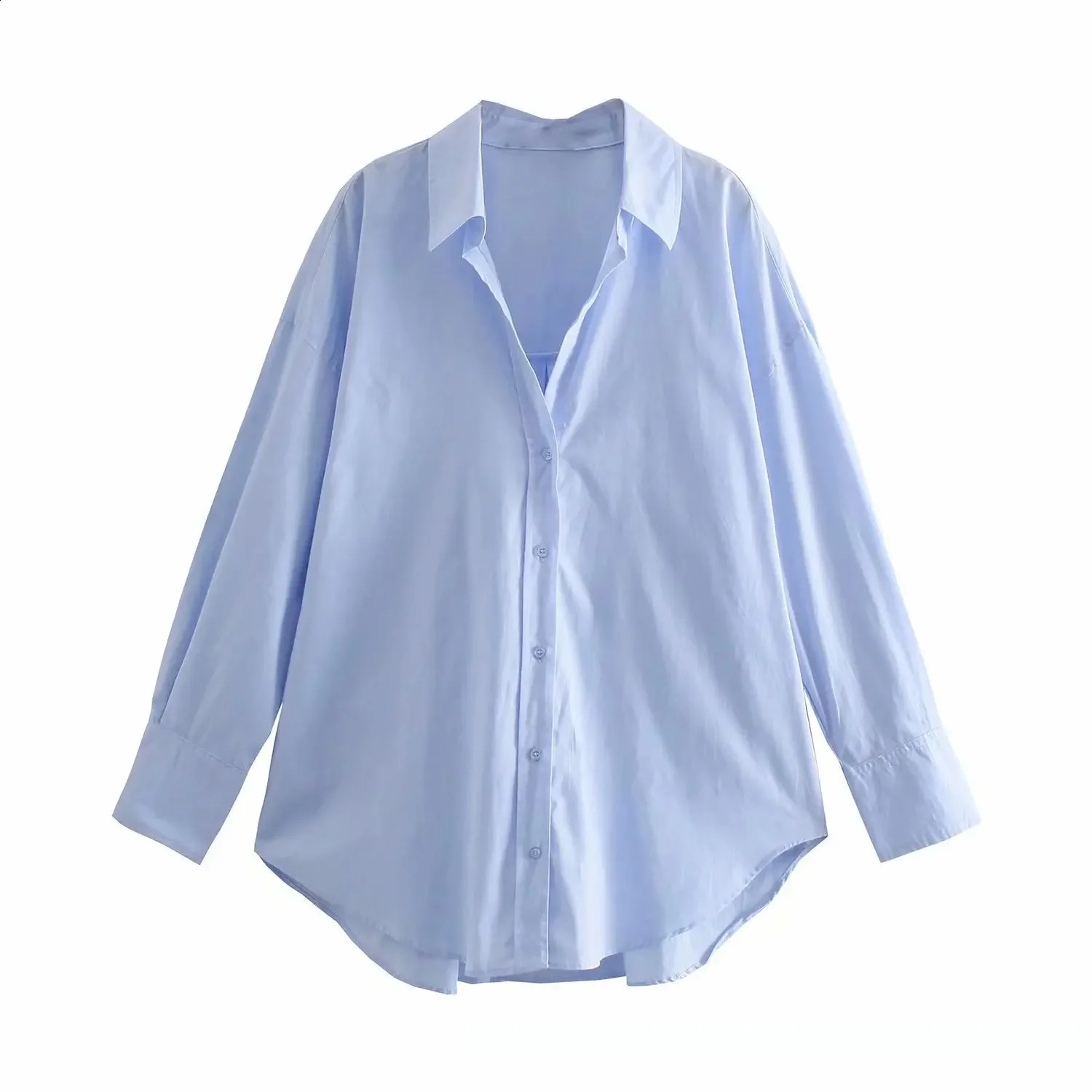 Autumn Womens Elegant Street Style Casual Loose Multi Color Poplin Shirt 250318