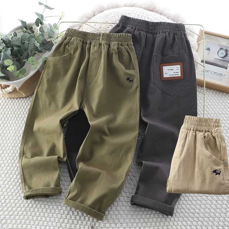Boys Straight-Leg Pants 2024 Spring/Autumn New Kids Trousers Woven Trench Casual Pants Korean Style Mid/Large Childrens TrouserT250318