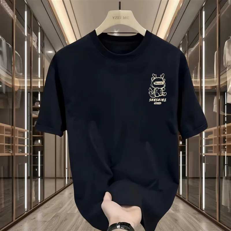 Short sleeved T-shirt for mens summer loose and loose fit young round neck clothing trend brand trendT250318
