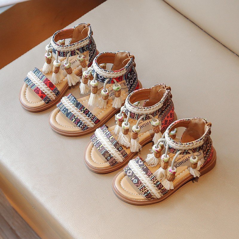 Girls sandals Little girls foreign style holiday shoes Roman shoes new summer children's beach shoes