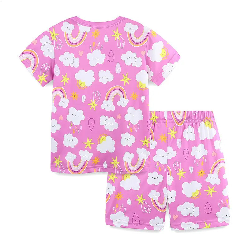 2025 Summer Kids Girls 2PCS Clothes Set Cartoon Printed Short Sleeve Tops Cotton Thin Shorts Suit Toddler Girls Outfits 250319