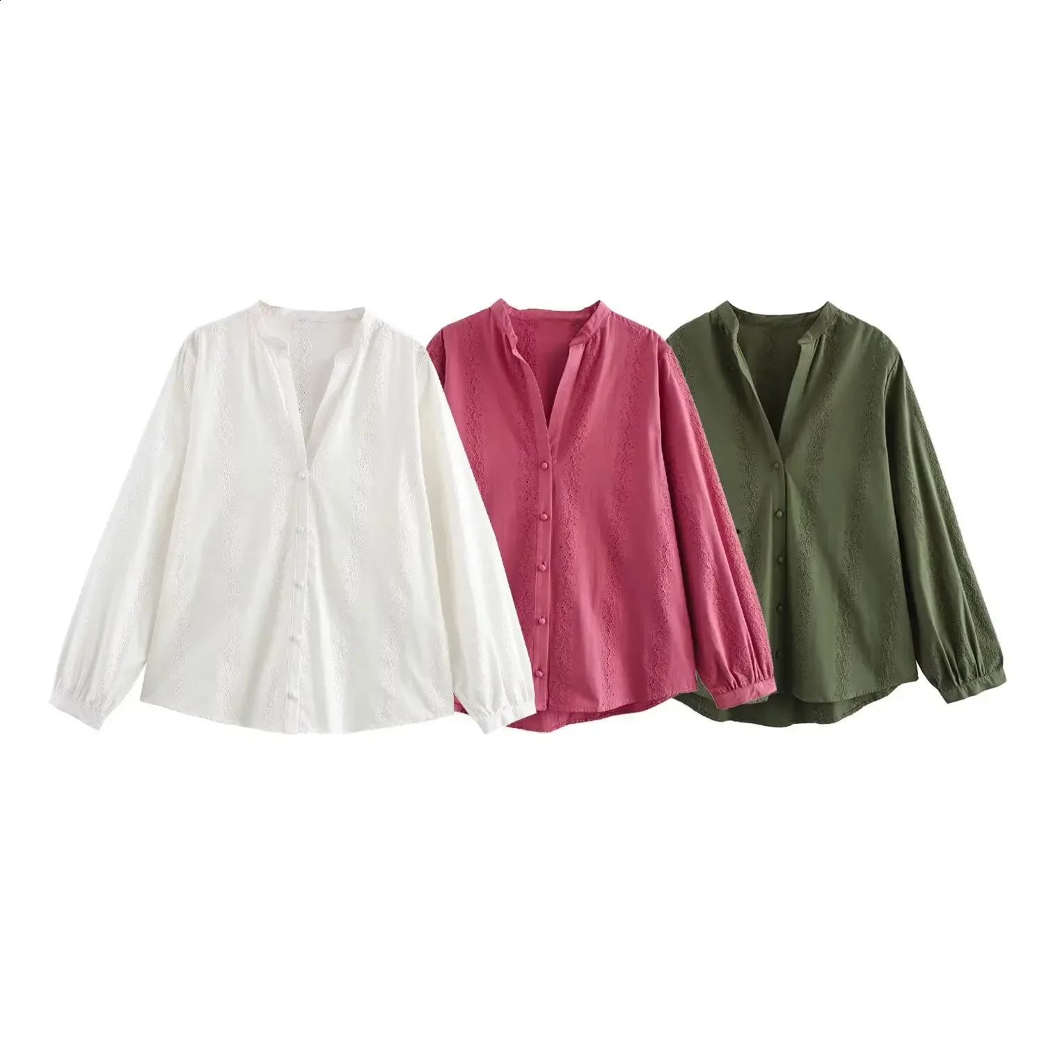 TRAFSHE womens clothing shirts and vintage temperature embroidered long sleeved elegant shirt tops 8741027 250319