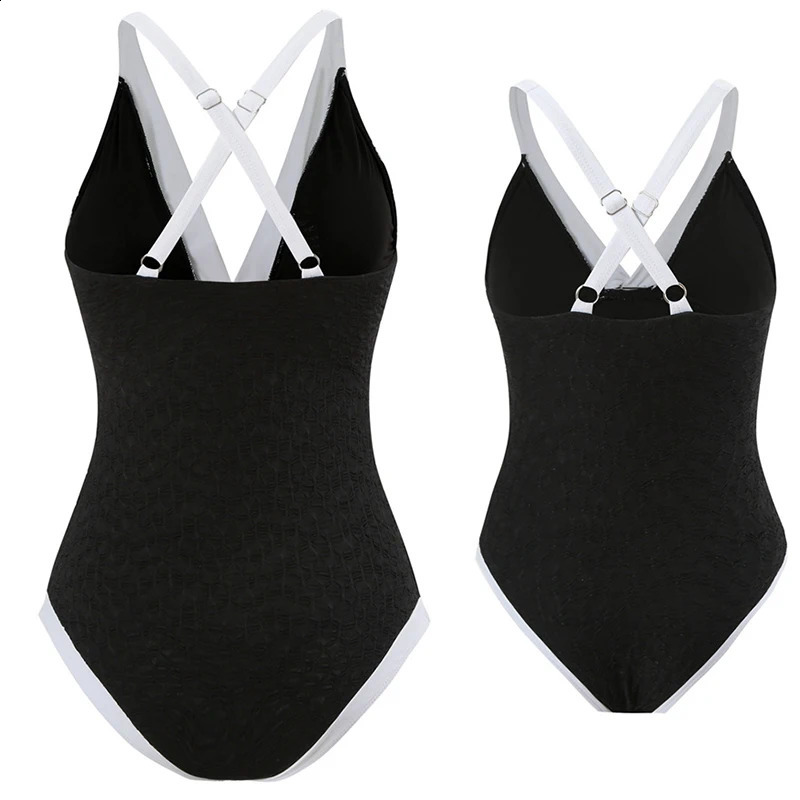 Family Matching Swimsuit Black White Sexy One-Piece Three-Dimensional Love Decoration Summer Beach Swimwear Beach Clothing 250319