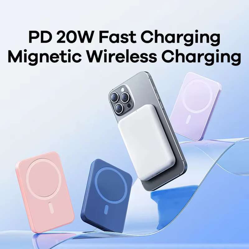 10000mah Portable Bank Powerbank Ultra Slim Fast Charging 20W Type C Output Wireless Magnetic for Mobile Devices