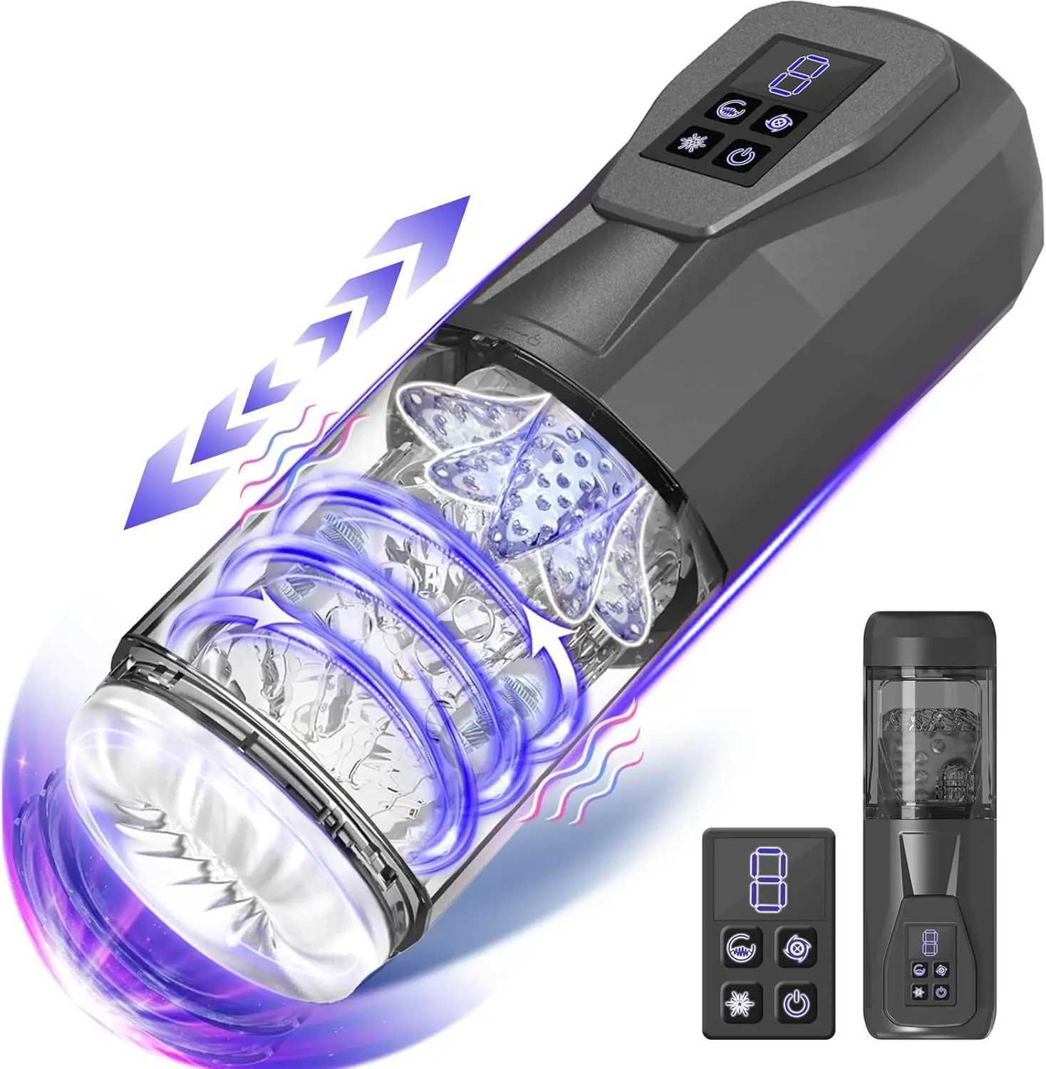 3-in-1 automatic male masturbator with vibrator and rotating stimulation licking male penis coach adult sex toy 3D textureXJ250319