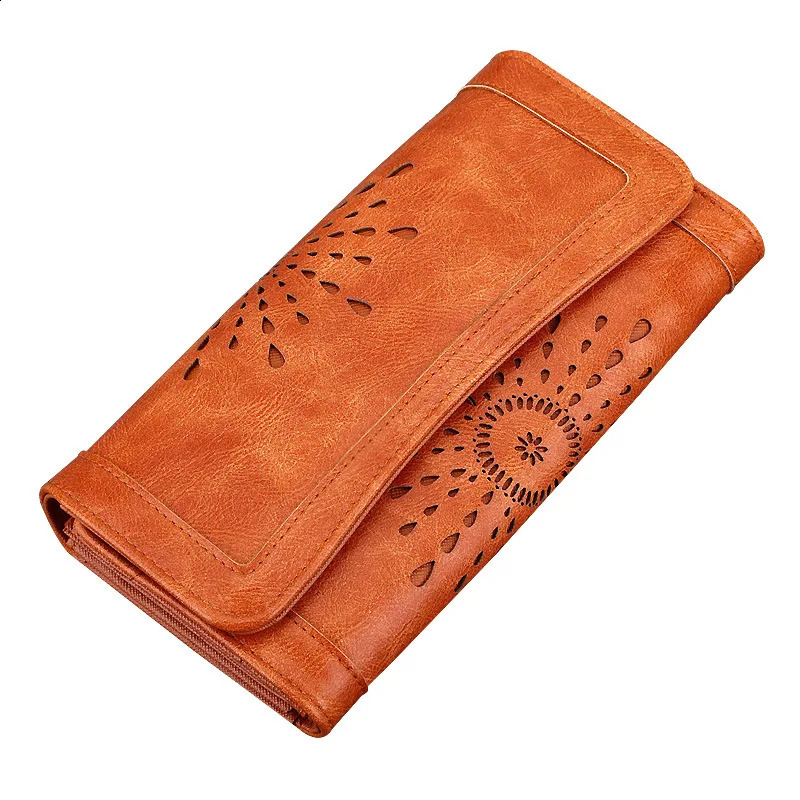 Hollow pattern retro wallet womens wallet PU leather bag womens wallet and wallet retro long wallet 250317