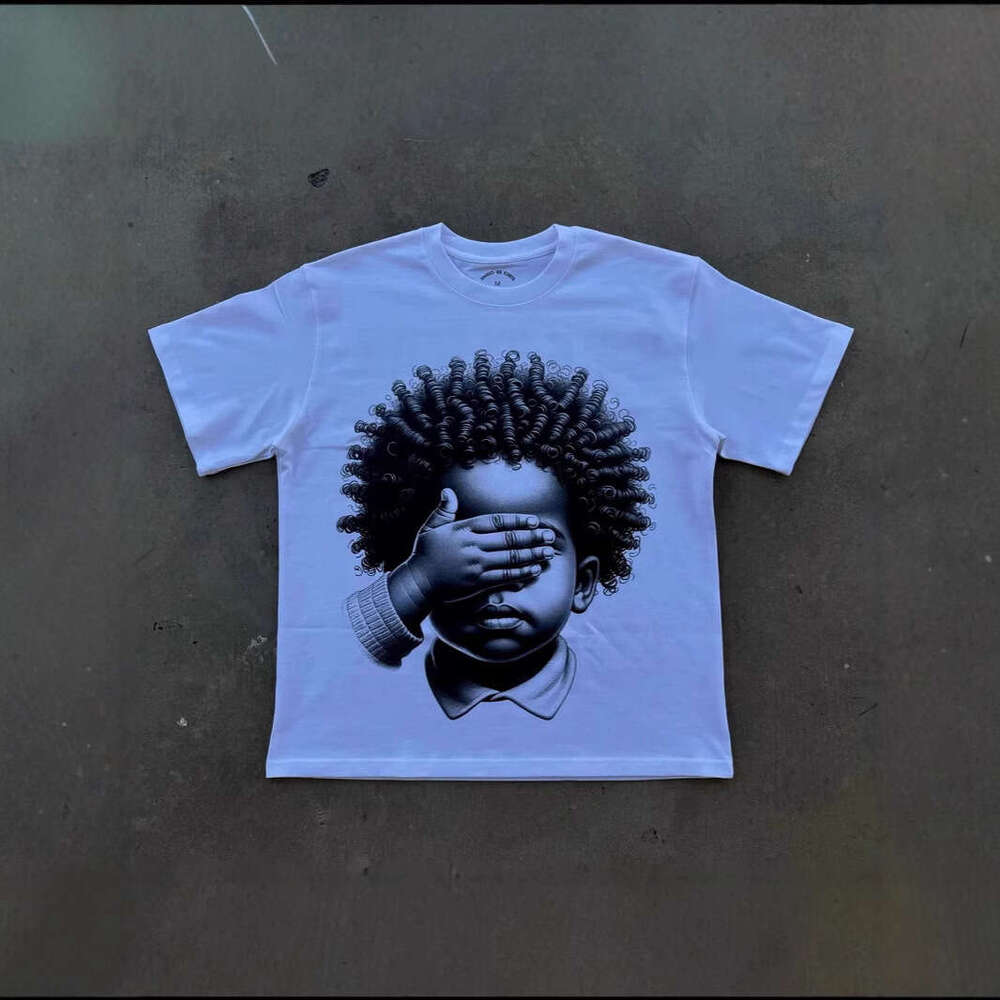 Trendy brand spring/summer unisex trendy American street hip-hop printed casual portrait short sleeved t-shirt