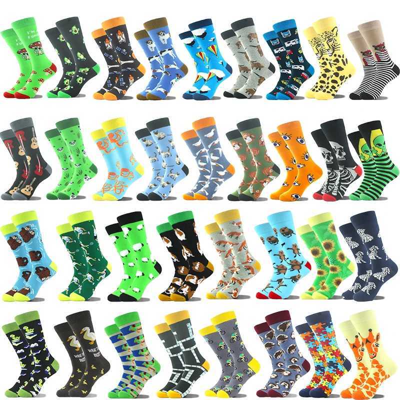 Mens large-sized crew socks Harajuku shaped sheep avocado Fox Sokon unisex skateboard Divertedos happy design hip-hop funny socks X250319