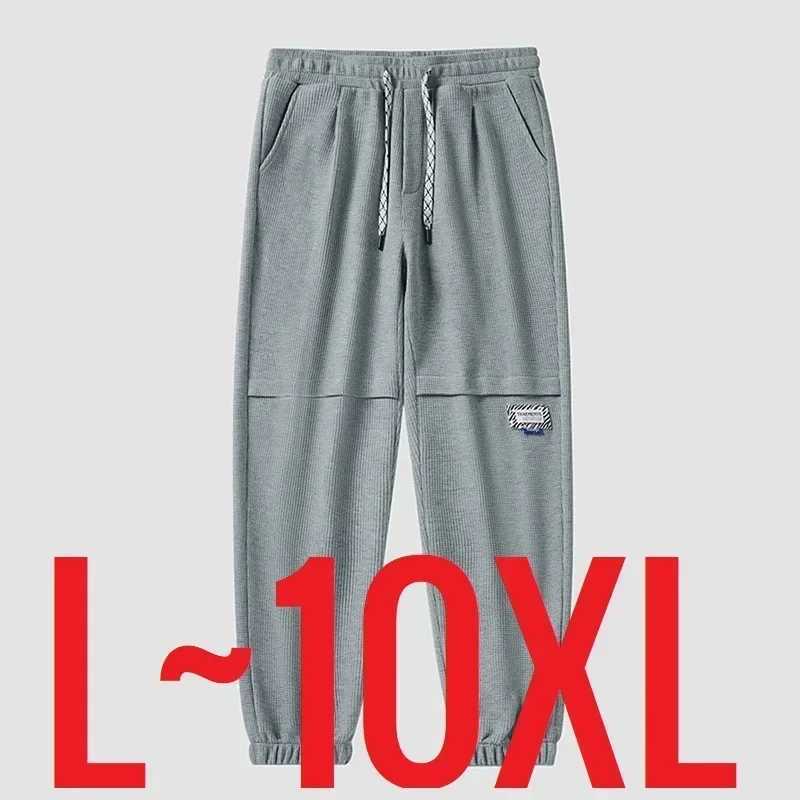 2024 Winter Thick Fleece Jogger Pants Men Stretch Casual Trouser Male Plus Size Sports Loose Comfy Gray Sweatpant Large Big 10XL X250319
