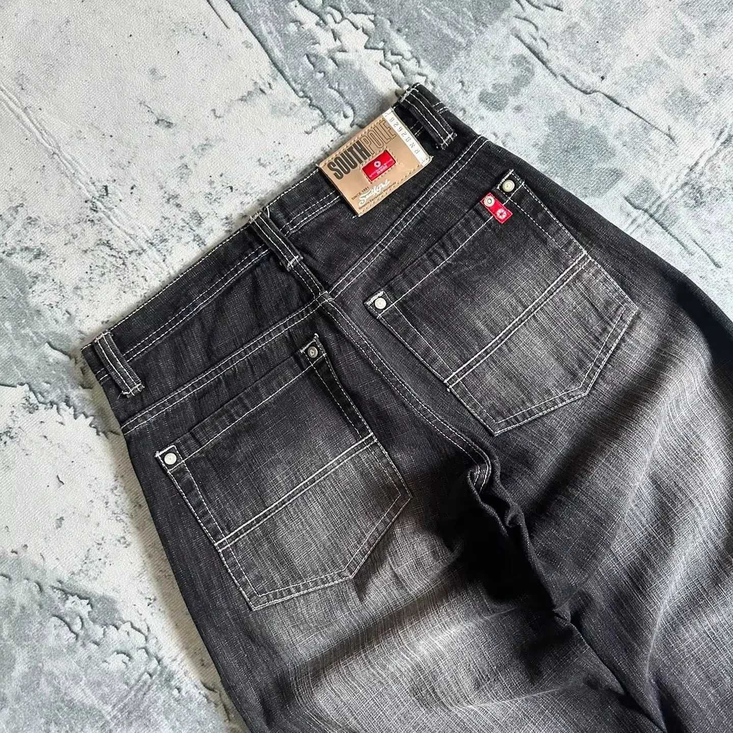 American fashion hip-hop clown oversized jeans womens street Y2K new clarity spot hot mop wide leg pants neutral loose jeansT250319