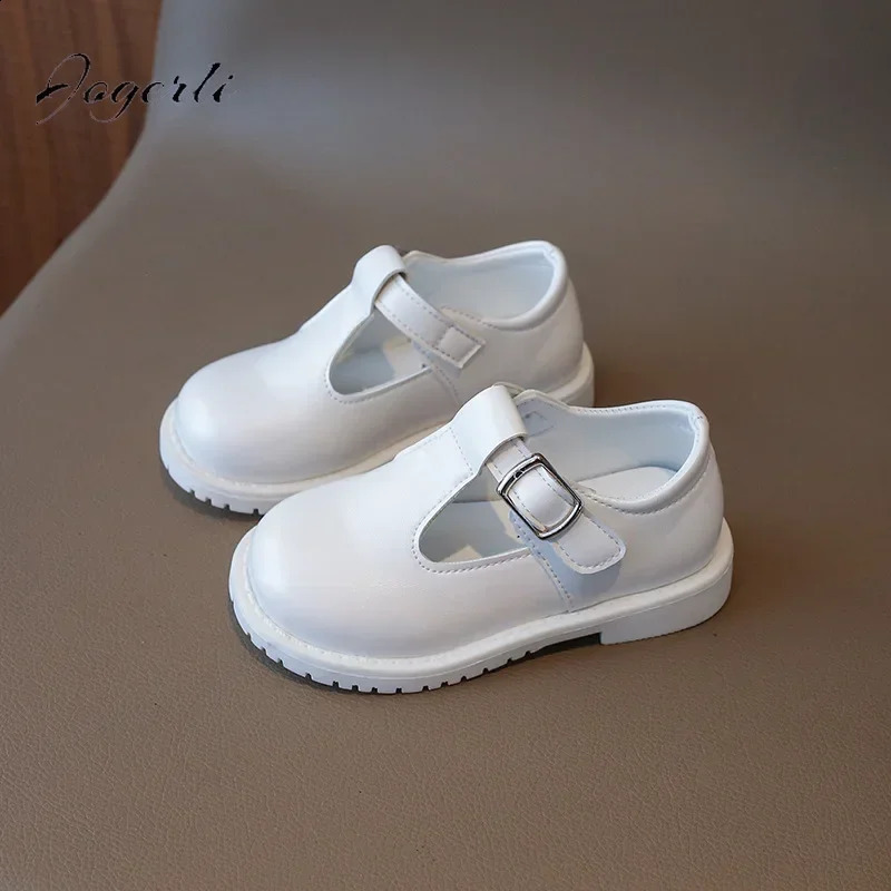 Girls Shoes Spring Fashion Edition Round Head PU Leather Flat Bottom Childrens Soft Student Loafer 250319