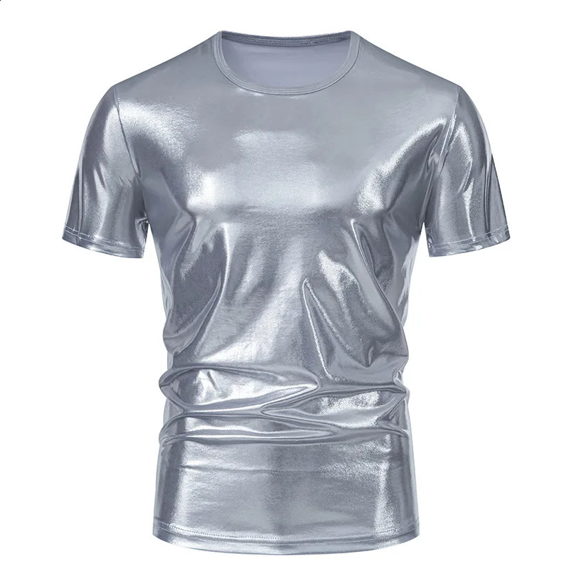 Mens Summer T-shirts Short Sleeve Stage Shiny Men Tees Shirts O Neck Male T shirt Solid Colour Shirt Casual Man Tshirts T20 250318