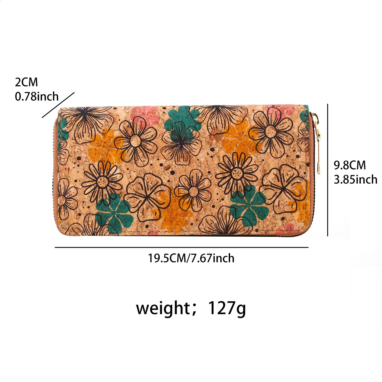 Bohemian PU leather womens long wallet floral printed clutch coin wallet vegan retro artificial wooden credit card holder 250318