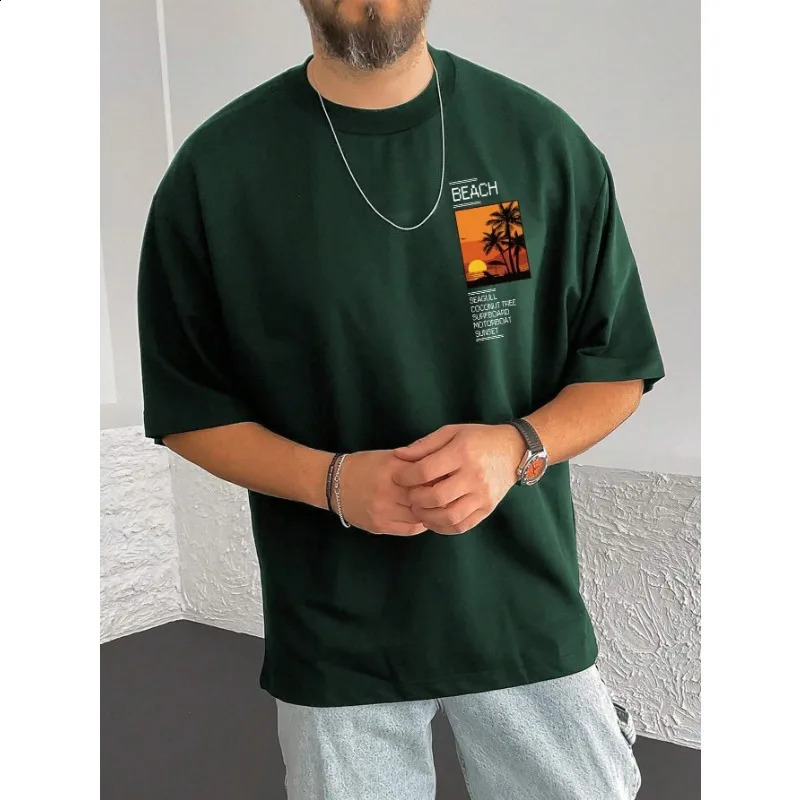 2024 Summer Mens Printed Pattern Cotton Tshirt Fashion Loose Y2K Couple Funny Daily Casual Large 250318