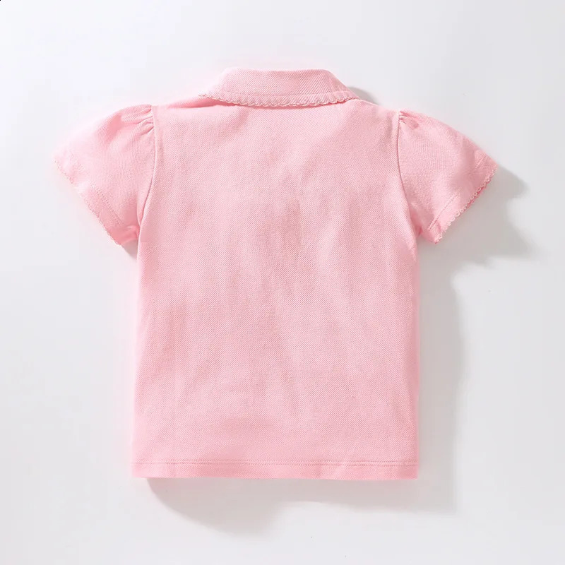 Little maven Girls Polo Shirts Summer Girls Shorts Sleeve Shirts Solid Pink Colors Childrens t-shirts for Girls Clothes 250319