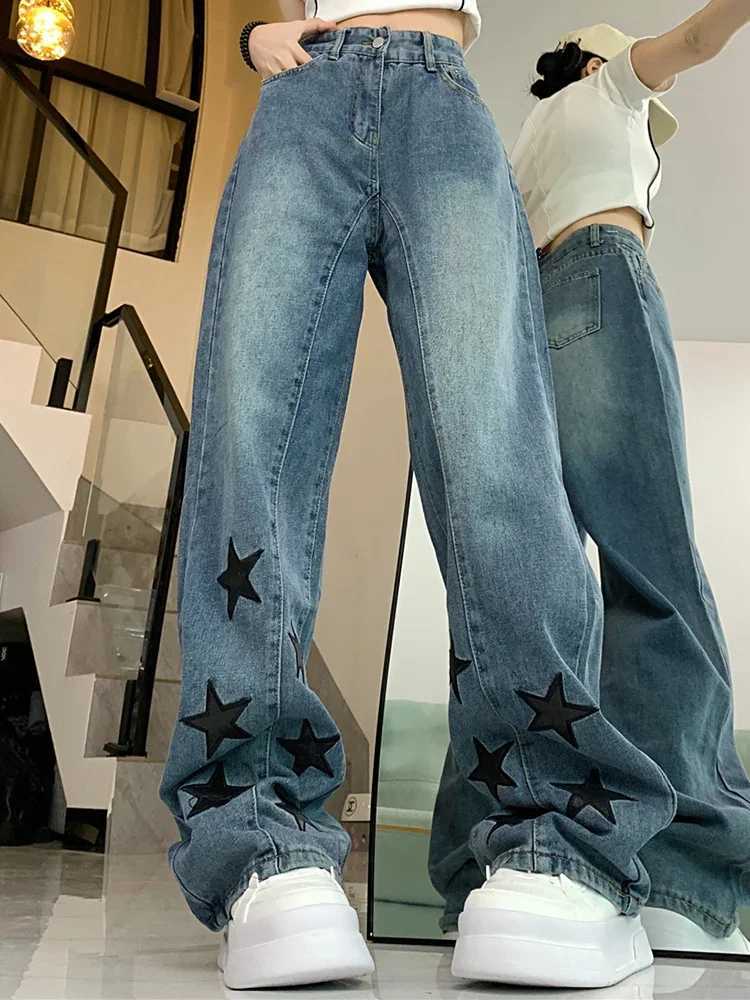 Woman Men American Retro Jeans High Waist Straight Wide Leg Denim Pants High Street Unisex Punk Washed Oversized Loose TrousersT250319