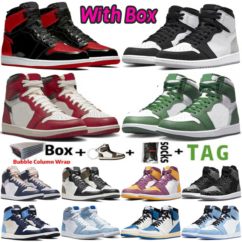 2025 With Box Mens Basketball Shoes Spider Verse Craft Sail Lost Found Bred Patent University Blue Stage Haze Skyline Men Sports Women Sneakers Trainers