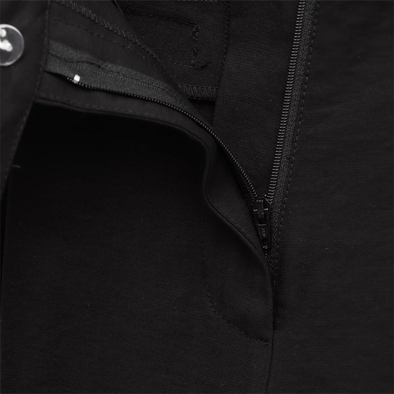 2025 Spring/Summer New Casual Women's Clothing Fashion Simple and Versatile Wide Leg Pants Button Pocket Wrinkle Decoration