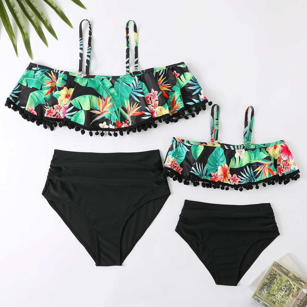 Family Matching Mom and Girl Swimsuits 2 Pieces Bikini Beachwear Swimwear Family Look Mother And Daughter Bikini Swimsuits 250319