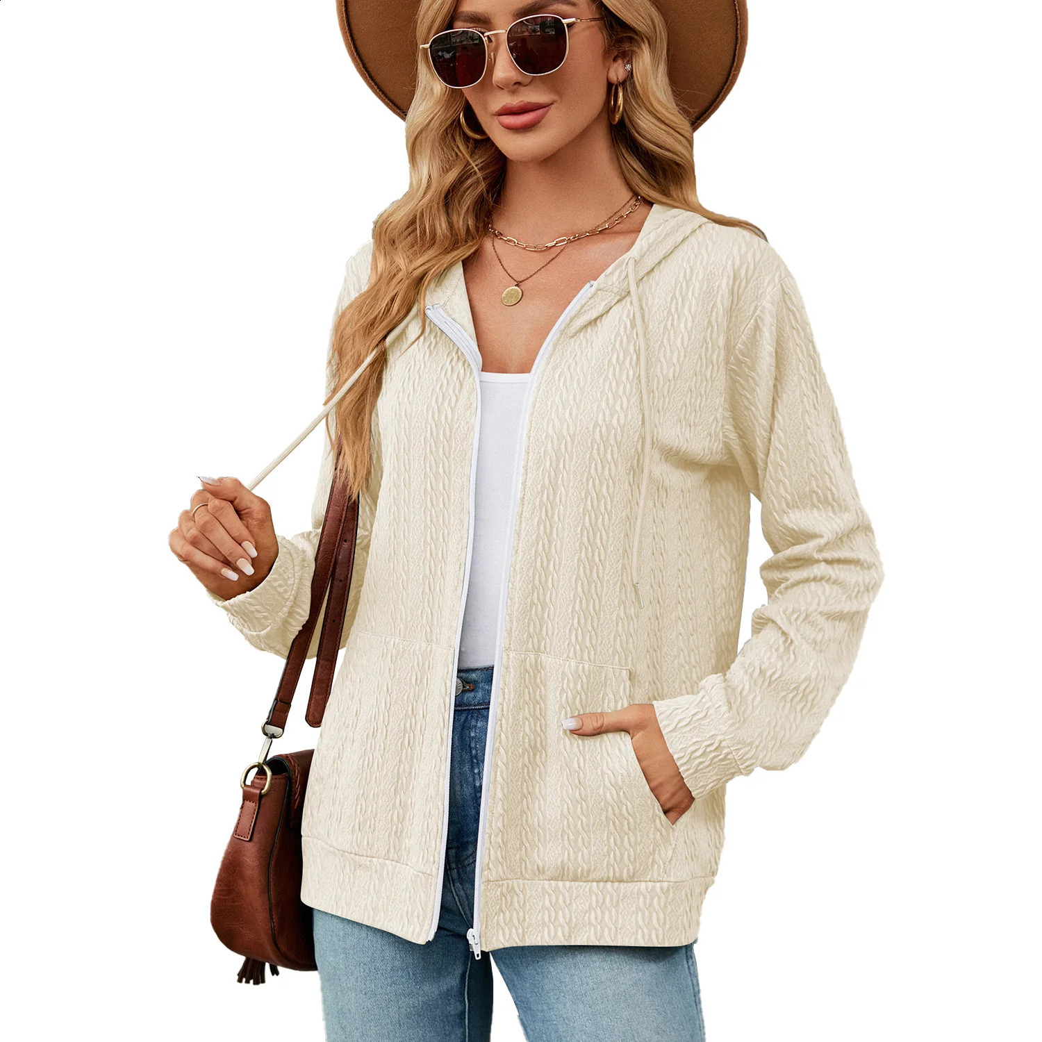 YJKDYK Spring Autumn Womens Outwears Female Solid Color Casual Loose Track Coats Zipper Sweat Jacket Ladys Tops 250317