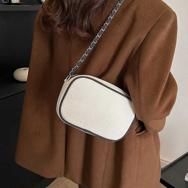 New Arrival Womens small canvas chain shoulder bag fashionable womens handbag high-quality casual womens ten letter messenger bag T250318
