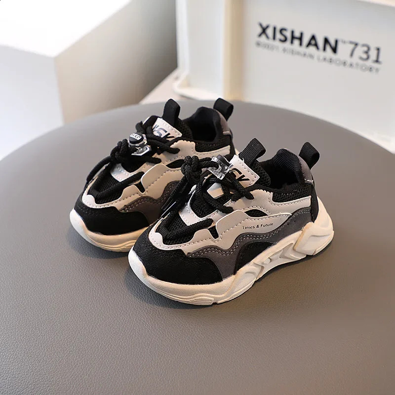 Children Sport Shoes Boys Girls Anti-skid Thick Sole Running Hiking Sneakers Soft Bottom Kids Breathable Front Lace-up Shoes 250319