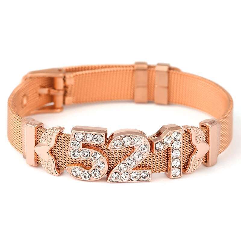 10mm Crystal 521 Feather Beads Charm Bracelets DIY Stainless Steel Mesh Keeper Bracelets Pulseras Mujer For Women Jewelry Gift