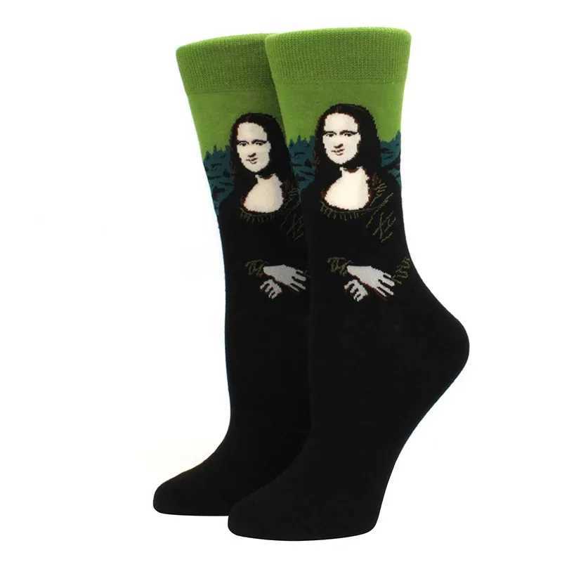 Mens hip-hop socks interesting oil paintings cute animals womens socks skateboarding harajuku mid cut socks X250319