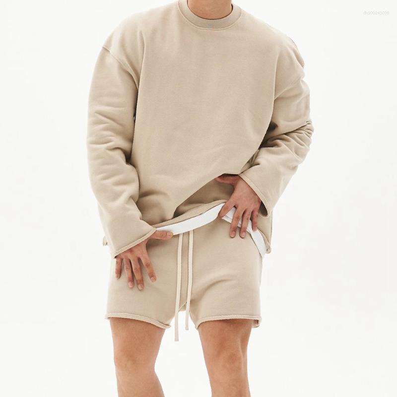 Men's Tracksuits Mens Training Sports Suits Gym Fitness Kits Sportswear Hoodie Pullover Hooded Shorts Jogging Sets Cotton Running