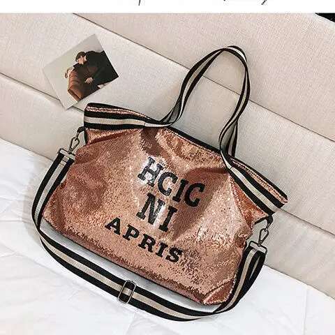 2025 New Women's Large Capacity Glitter Handbag Fashion Yoga Sports Designer Multi functional Travel European and American Popular Leisure Bag